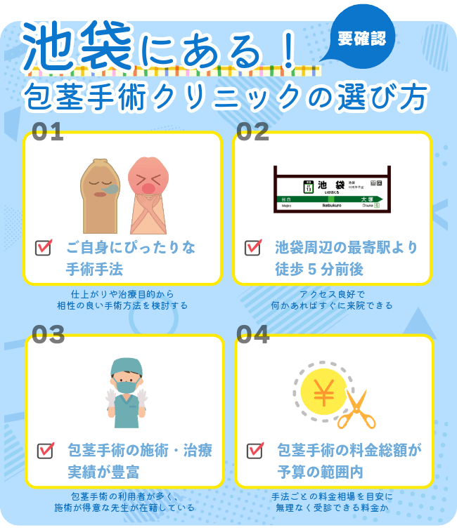 池袋の包茎手術クリニックの選び方