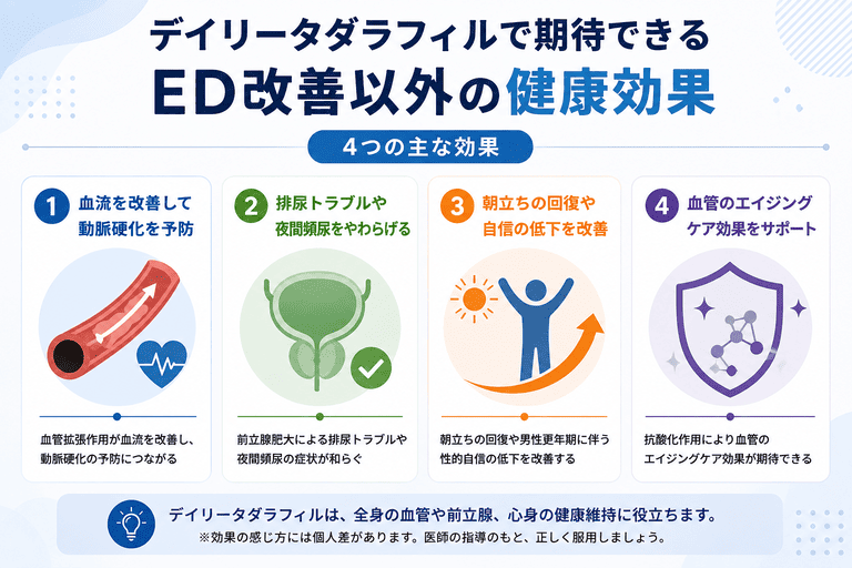 デイリータダラフィルで期待できるED改善以外の健康効果