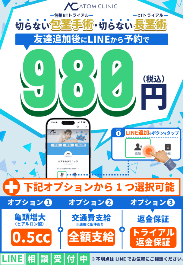 アトムクリニックの980円施術PRバナー